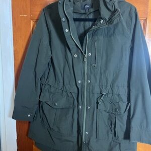 J. Crew Olive Hooded Raincoat